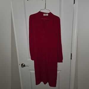Vintage 80s Red Button Down Dress